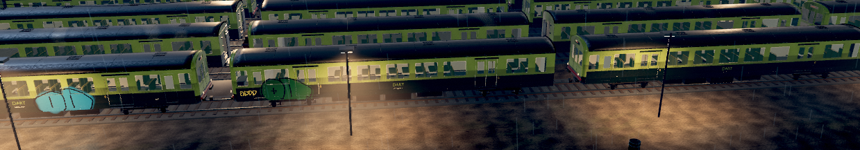 Dublin railway yard at night